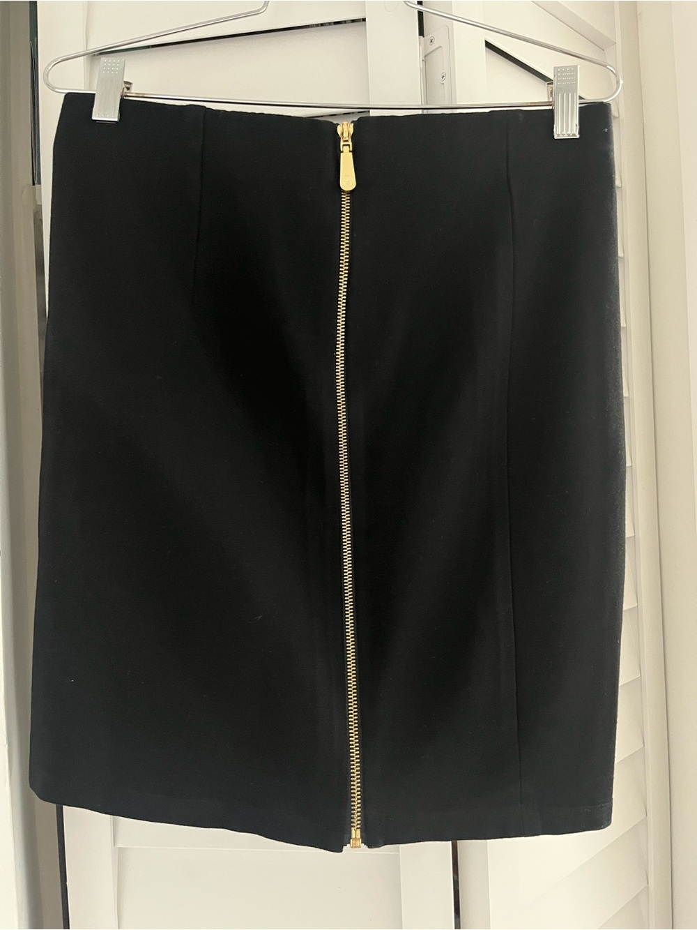 Vince Camuto Black Mini Skirt with Gold Center Zipper